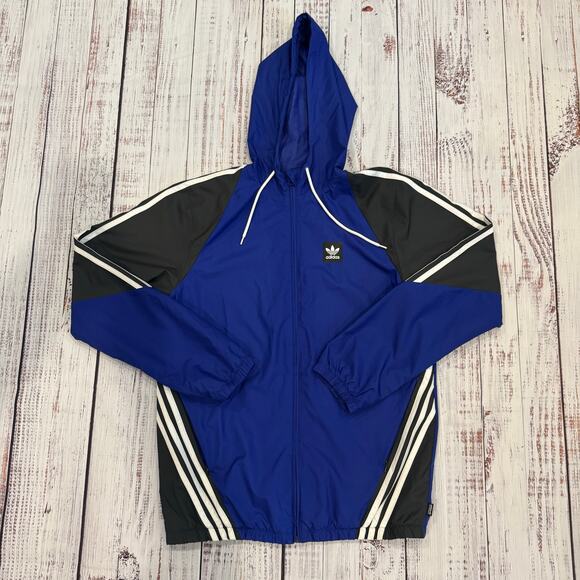adidas Other - Adidas Jacket Skateboarding Climalite Windbreaker SZ S Blue Black Hooded